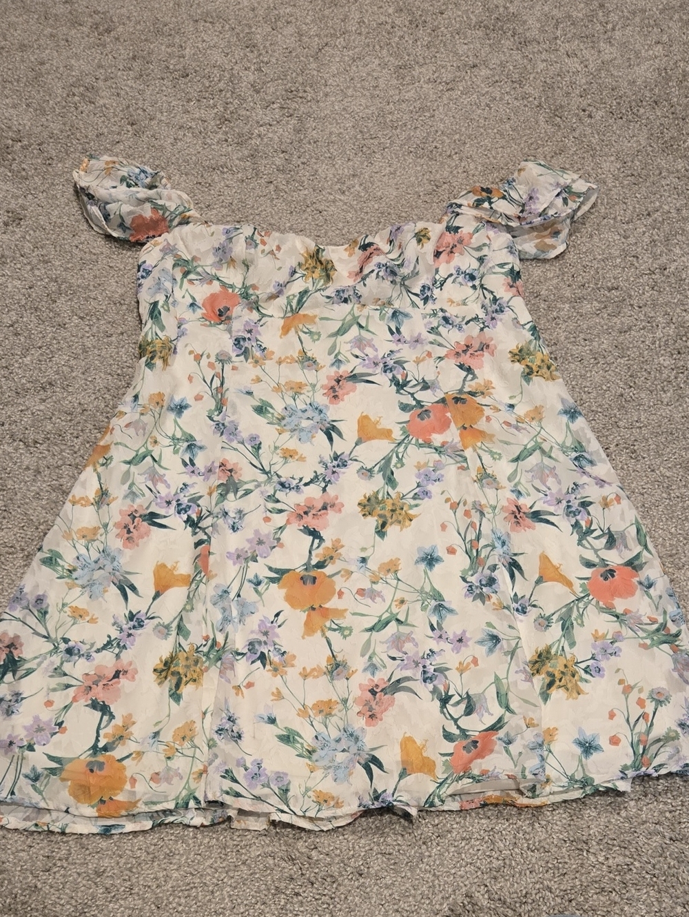 wild fable Cream Floral Off-Shoulder Dress with Pastel Blooms